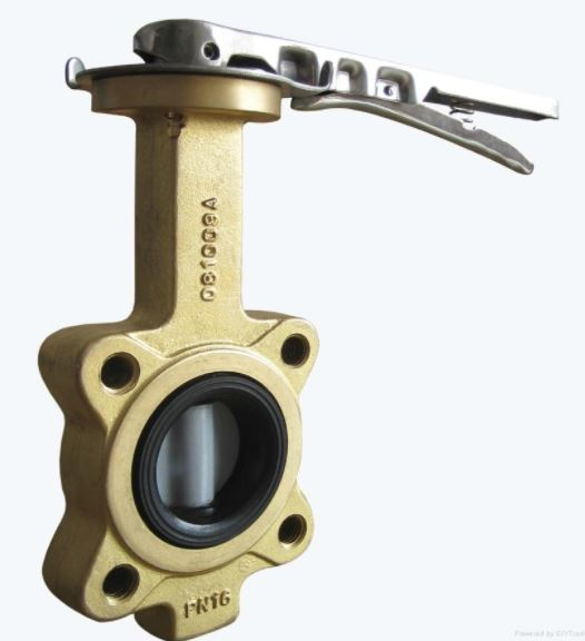 Wafer lever butterfly valve Ali-bronze body and disc