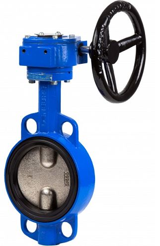 Gear operated wafer butterfly valve in cast iron body