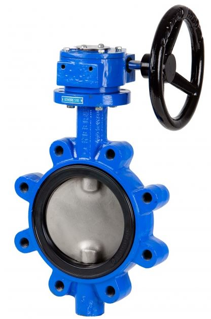 Gear operated lugged butterfly valve with ductile iron body