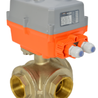 General service electric actuated brass 3 way ball valve with smart AVA compact electrical actuator from AVS