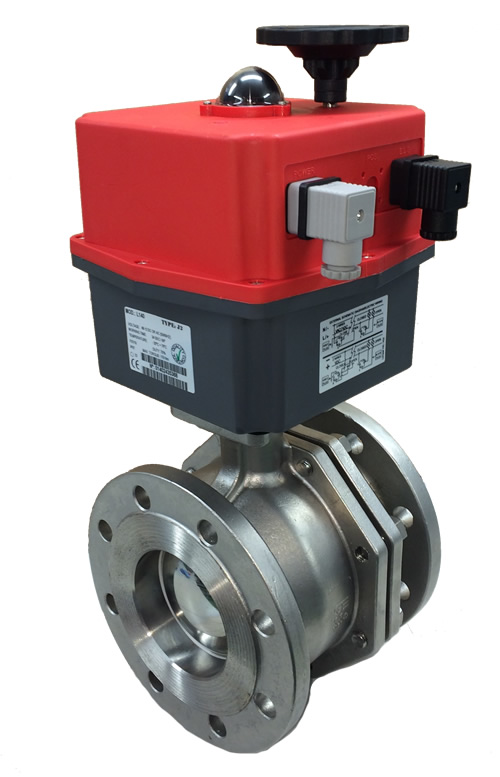 Genebre 2528 Flanged PN16 Stainless steel ball valves with J3CS electric actuator